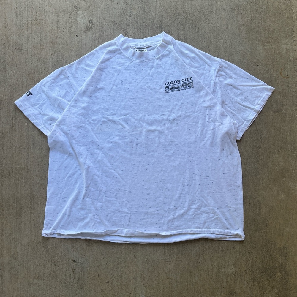 White Vntg Colon City meme Short Sleeve Tee